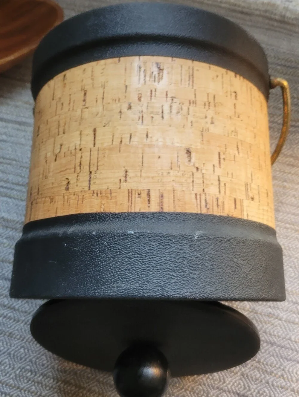 Vintage Kraftware ice bucket With Cork Accent Ice Bucket with Gold Handle